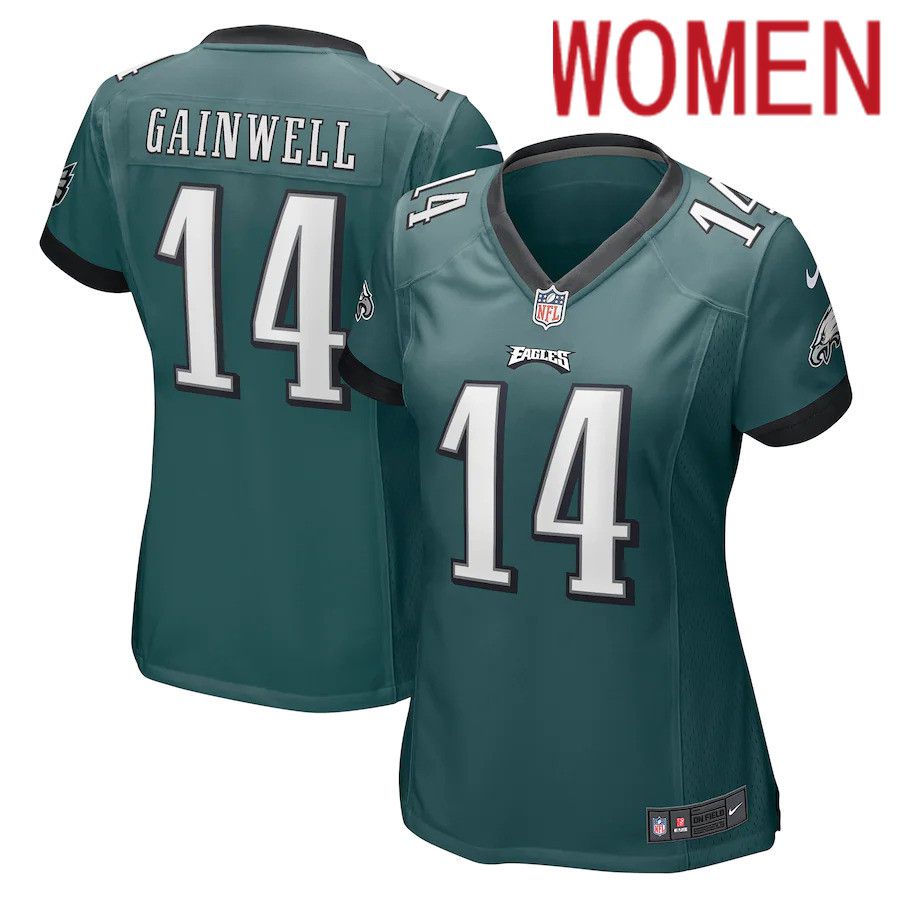 Women Philadelphia Eagles #14 Kenneth Gainwell Nike Midnight Green Game NFL Jersey->women nfl jersey->Women Jersey